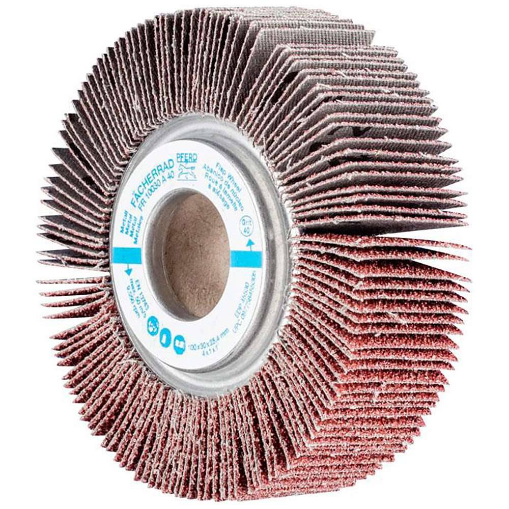 Fächerräder - PFERD - Korund A - Ø 100 mm - Breite 30 mm - Bohrungs-Ø 25,4 mm - Korngröße 40 - VE 2 Stück - Preis per VE