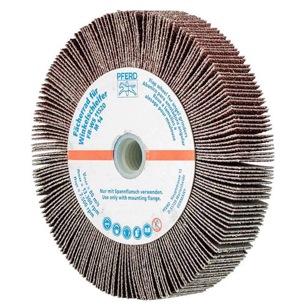 Fächerschleifer - PFERD - für Winkelschleifer - Ø 115 mm - für div. Werkstoffe - Bezeichnung FR WS 11520 M14 A 60 - Gewinde M14 - Korngröße 60 -