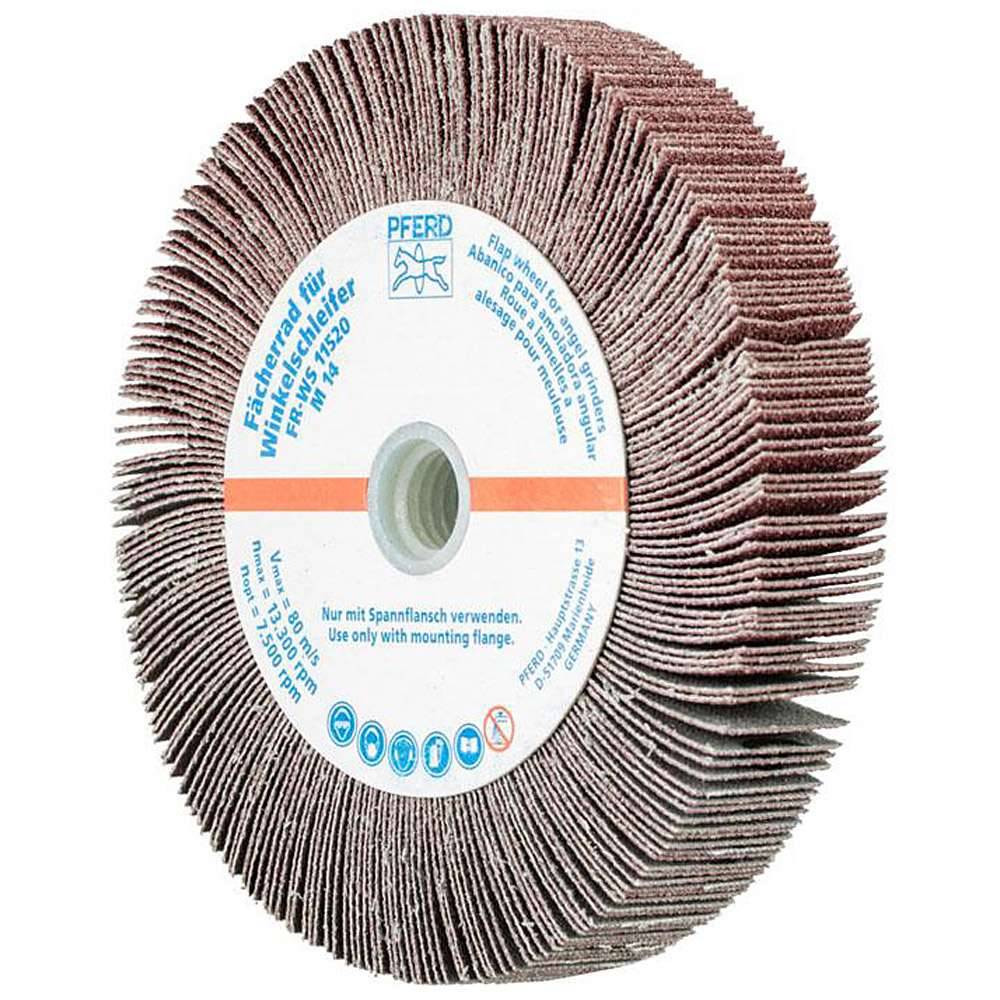 Fächerschleifer - PFERD - für Winkelschleifer - Ø 115 mm - für div. Werkstoffe - Bezeichnung FR WS 11520 M14 A 80 - Gewinde M14 - Korngröße 80 -