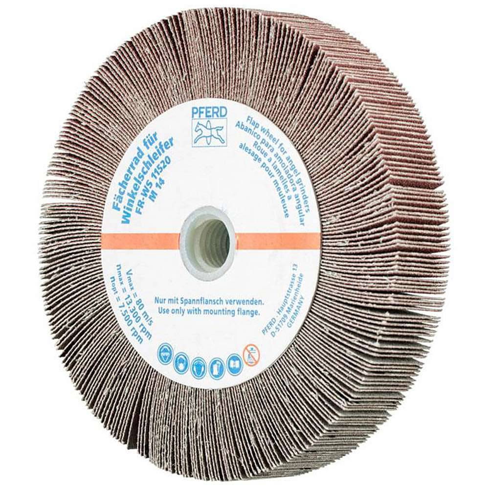 Fächerschleifer - PFERD - für Winkelschleifer - Ø 115 mm - für div. Werkstoffe - Bezeichnung FR WS 11520 M14 A 120 - Gewinde M14 - Korngröße 120
