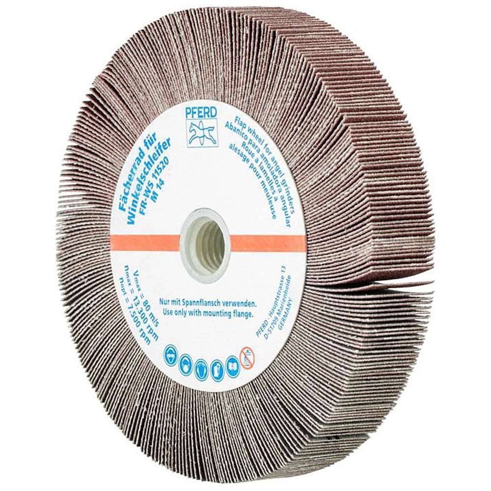 Fächerschleifer - PFERD - für Winkelschleifer - Ø 115 mm - für div. Werkstoffe - Bezeichnung FR WS 11520 M14 A 180 - Gewinde M14 - Korngröße 180