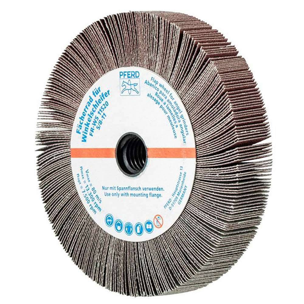 Fächerschleifer - PFERD - für Winkelschleifer - Ø 115 mm - für div. Werkstoffe - Bezeichnung FR WS 11520 5/8-11 A 180 - Gewinde 5/8-11 - Korngrö