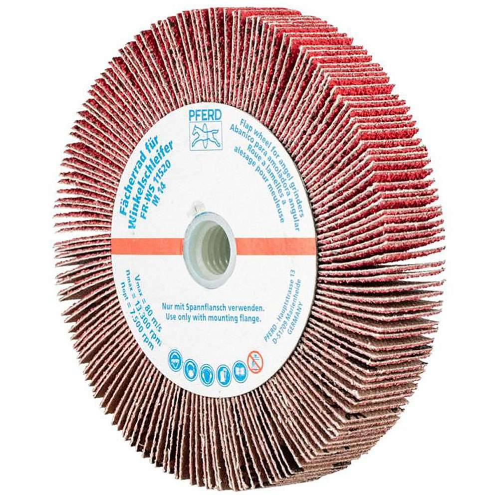 Fächerschleifer - PFERD - für Winkelschleifer - Ø 115 mm - für Edelstahl - Bezeichnung FR WS 11520 M14 CO-COOL 60 - Gewinde M14 - Korngröße 60 -