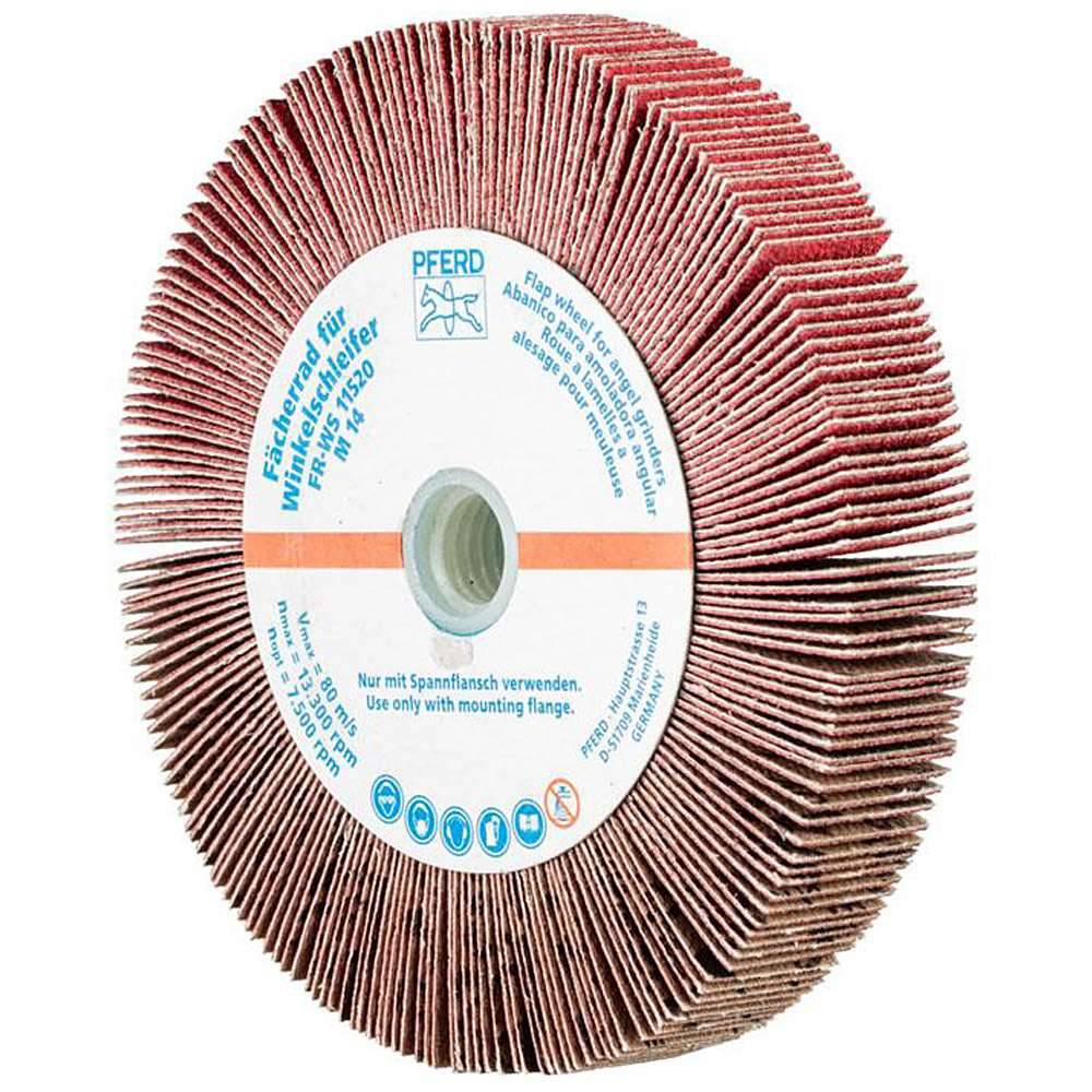 Fächerschleifer - PFERD - für Winkelschleifer - Ø 115 mm - für Edelstahl - Bezeichnung FR WS 11520 M14 CO-COOL 120 - Gewinde M14 - Korngröße 120