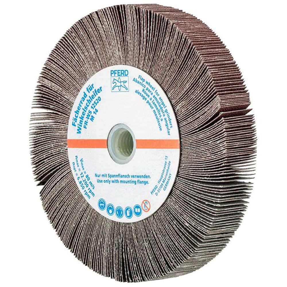 Fächerschleifer - PFERD - für Winkelschleifer - Ø 125 mm - für div. Werkstoffe - Bezeichnung FR WS 12520 M14 A 180 - Gewinde M14 - Korngröße 180