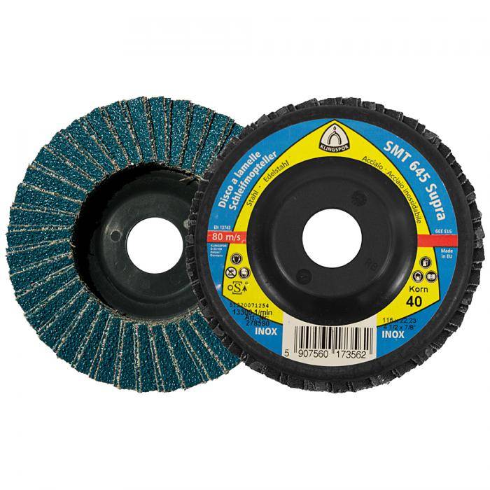 Schleifmopteller SMT 645 - Durchmesser 115 mm - Bohrung 22,23 mm - Korn 60 - VE 10 Stück - Preis per VE