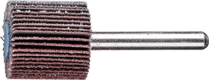 Eine zylindrische Rotationswerkzeug-Anbaueinheit mit mehrschichtigen Schleifstreifen, die zum Schleifen oder Polieren von Oberflächen verwendet wird.