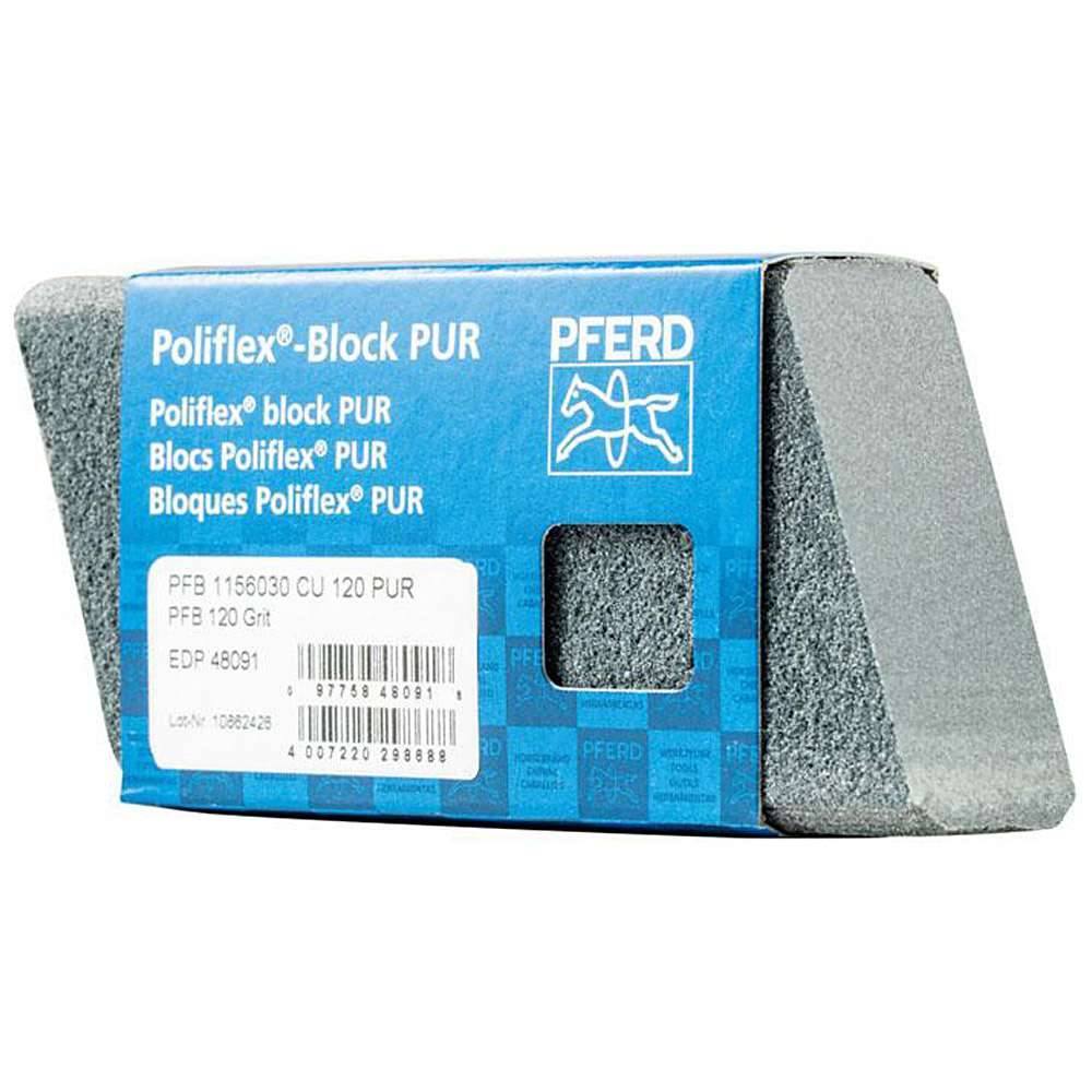 Poliflex-Blöcke PUR - PFERD Poliflex® - Länge 115 mm - Breite 60 mm - Höhe 30 mm - Korngröße 120 - VE 5 Stück - Preis per VE