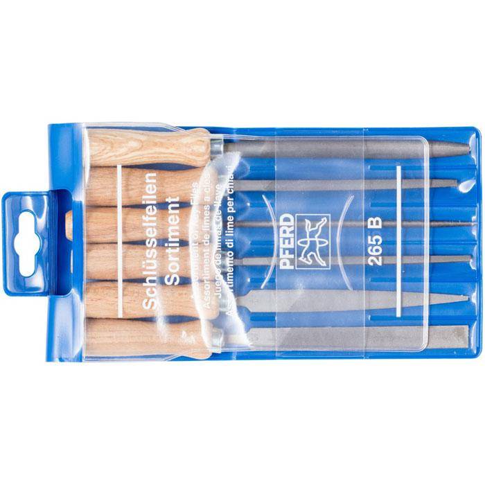 Feilen-Set - PFERD - 6 Schlüsselfeilen mit versch. Profilen - mit Holzheft