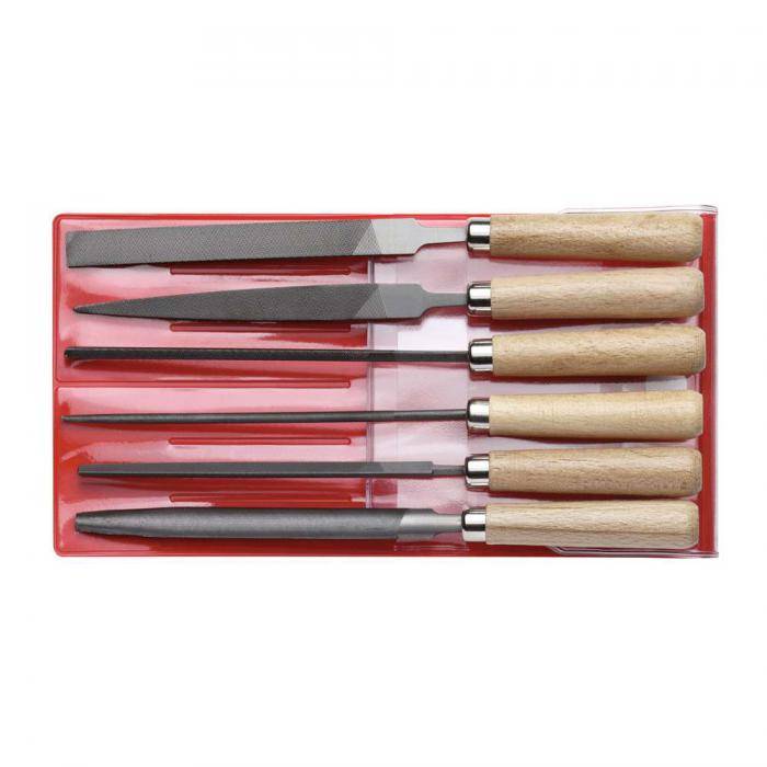 GEDORE red Schlüsselfeilen-Satz - mit Holzgriffen in Etui - 6-teilig