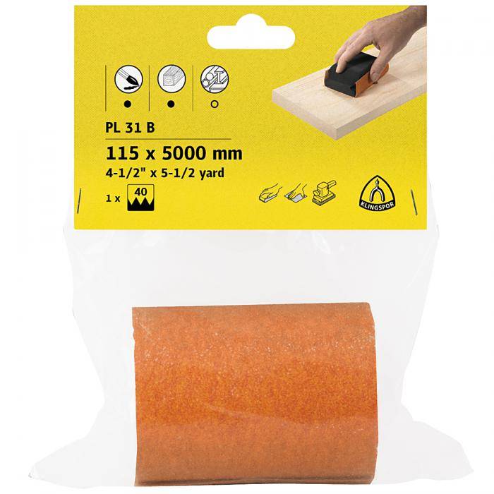 Finishingpapier Rolle PL 31 B - Breite 115 mm - Länge 5000 mm - Korn 60 - VE 5 Rollen - Preis per VE