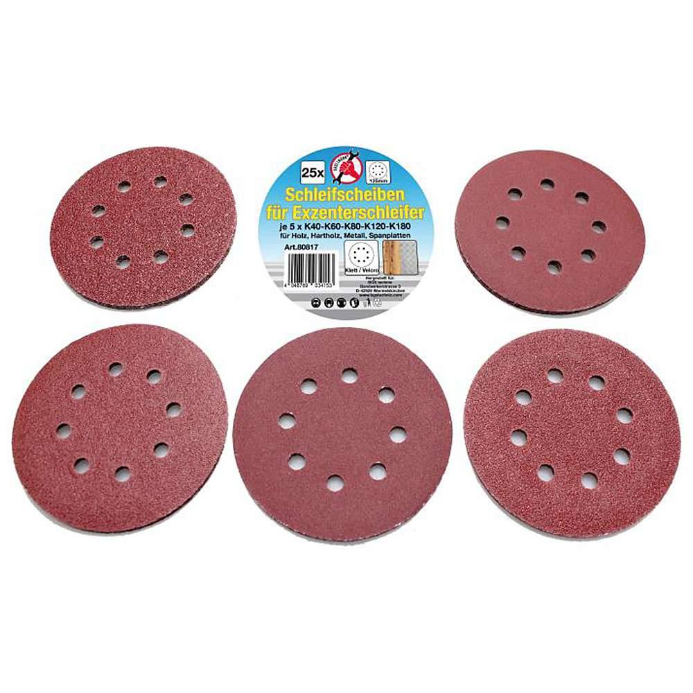 Schleifblätter - Ø 125 mm - für Exzenterschleifer - 25-tlg.