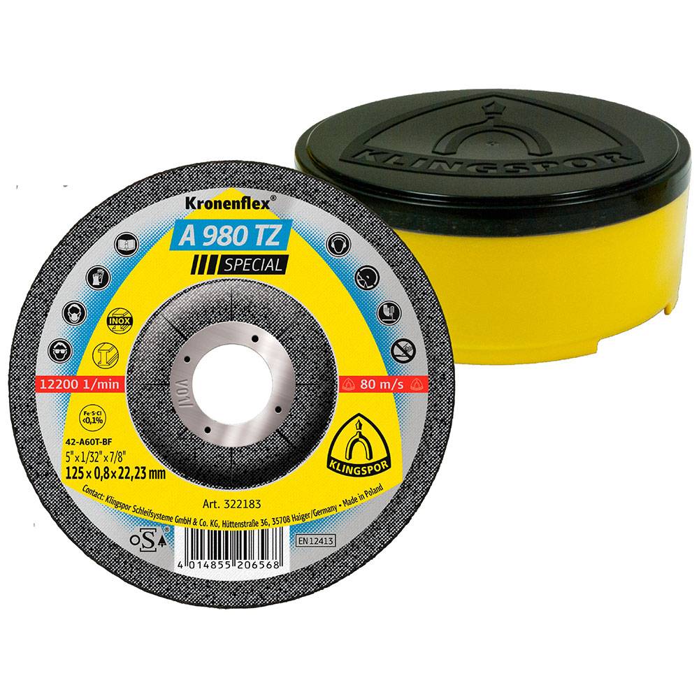 Trennscheibe gekröpft - für VA, NE-Metalle - Ø 125 mm - Dicke 0,8 mm - Bohrung 22,23 mm - 25 Stück - Hart - für dünnwandige Profile & Rohre - 25
