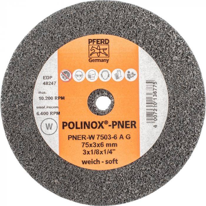 PFERD POLINOX-Kompaktschleifrad PNER-W 7503-6 A G - Korund - Außen-ø 75 mm - Bohrungs-ø 6 mm - Korngröße grob - Ausführung weich - VE 10 Stück