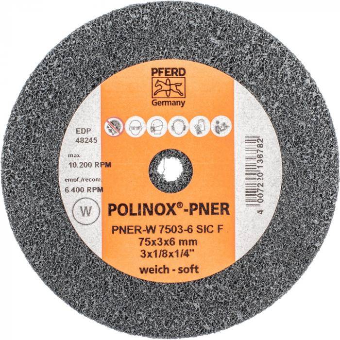 PFERD POLINOX-Kompaktschleifrad PNER-W 7503-6 SiC F - Siliciumcarbid - Außen-ø 75 mm - Bohrungs-ø 6 mm - Korngröße fein - Ausführung mittelweich