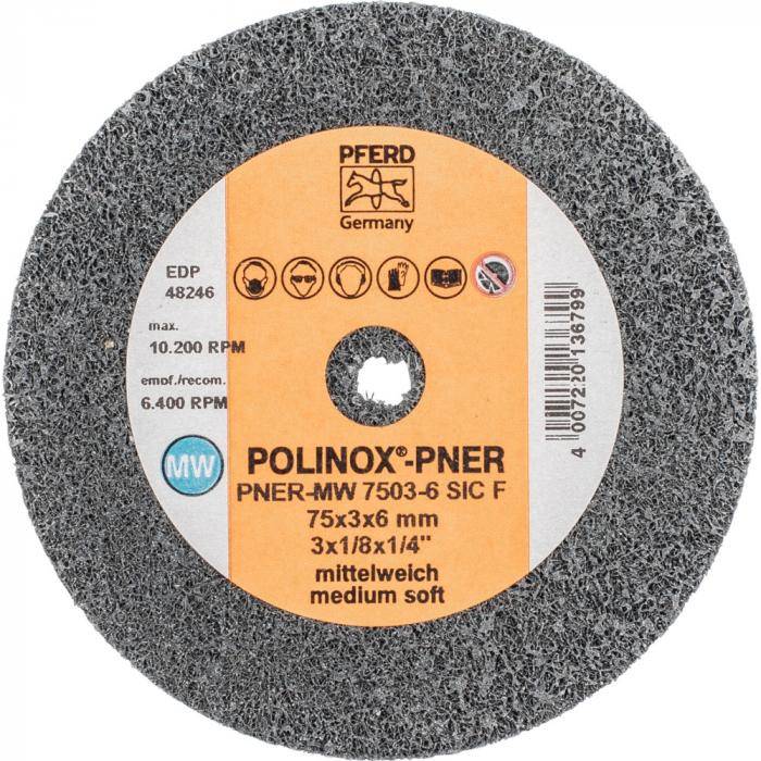 PFERD POLINOX-Kompaktschleifrad PNER-MW 7503-6 SiC F - Siliciumcarbid - Außen-ø 75 mm - Bohrungs-ø 6 mm - Korngröße fein - Ausführung mittelweic