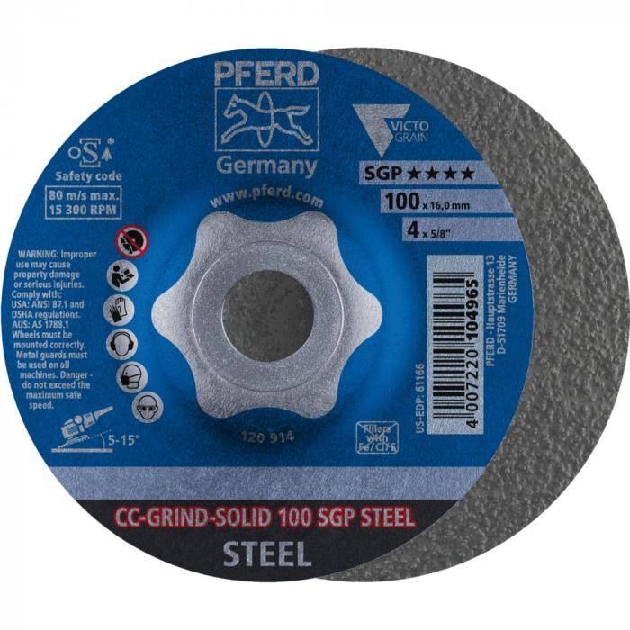 PFERD CC-GRIND-Schleifscheibe CC-GRIND-SOLID 100 SGP STEEL/16,0 - CC-GRIND-SOLID - SGP STEEL - Außen-ø 100 mm - Bohrungs-ø 16,0 mm - VE 10 Stück