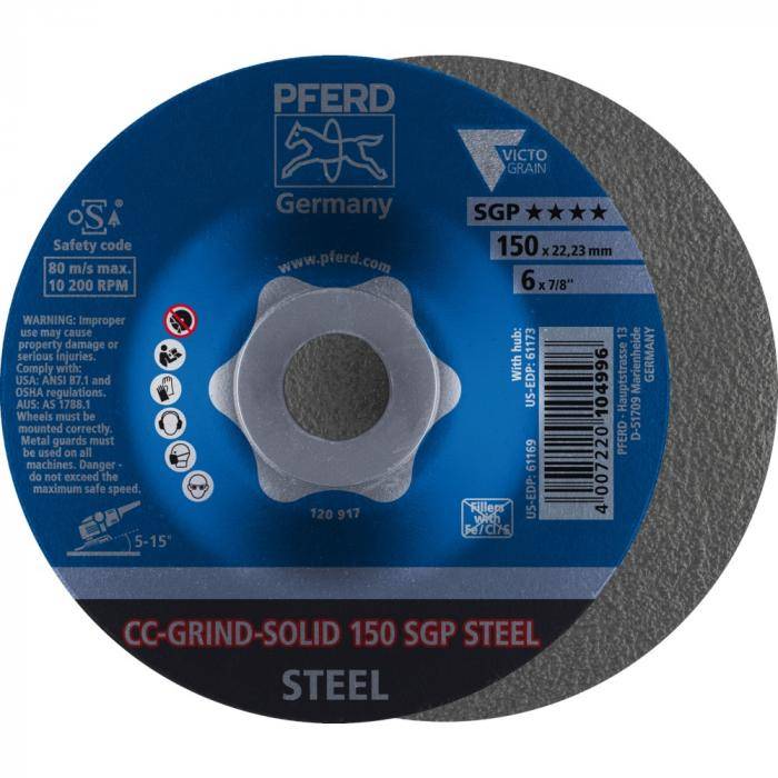 PFERD CC-GRIND-Schleifscheibe CC-GRIND-SOLID 150 SGP STEEL - CC-GRIND-SOLID - SGP STEEL - Außen-ø 150 mm - Bohrungs-ø 22,23 mm - VE 10 Stück - Pre
