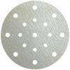 Kreisförmiges Schleifpapierblatt mit mehreren Löchern zur Staubsammlung, das in Exzenterschleifern zum Schleifen und Glätten von Oberflächen verwendet wird.