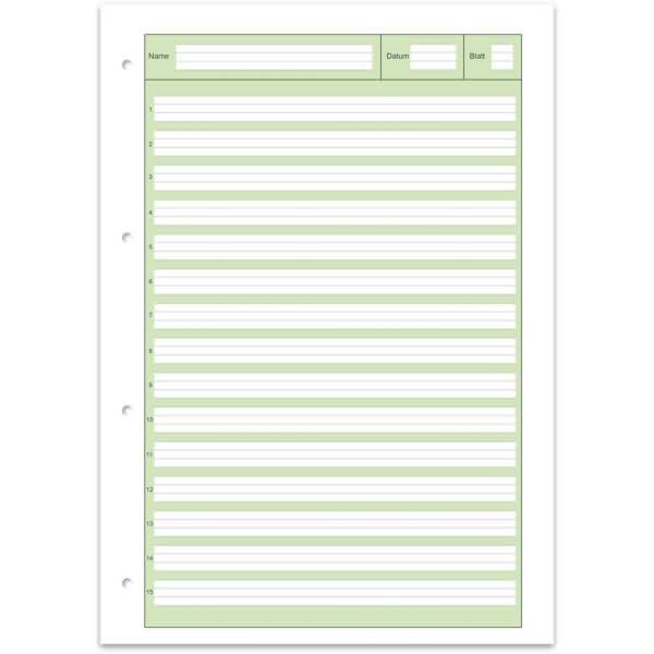 Arbeitsblätterblock 2 Green A4 80g/qm 50 Blatt liniert