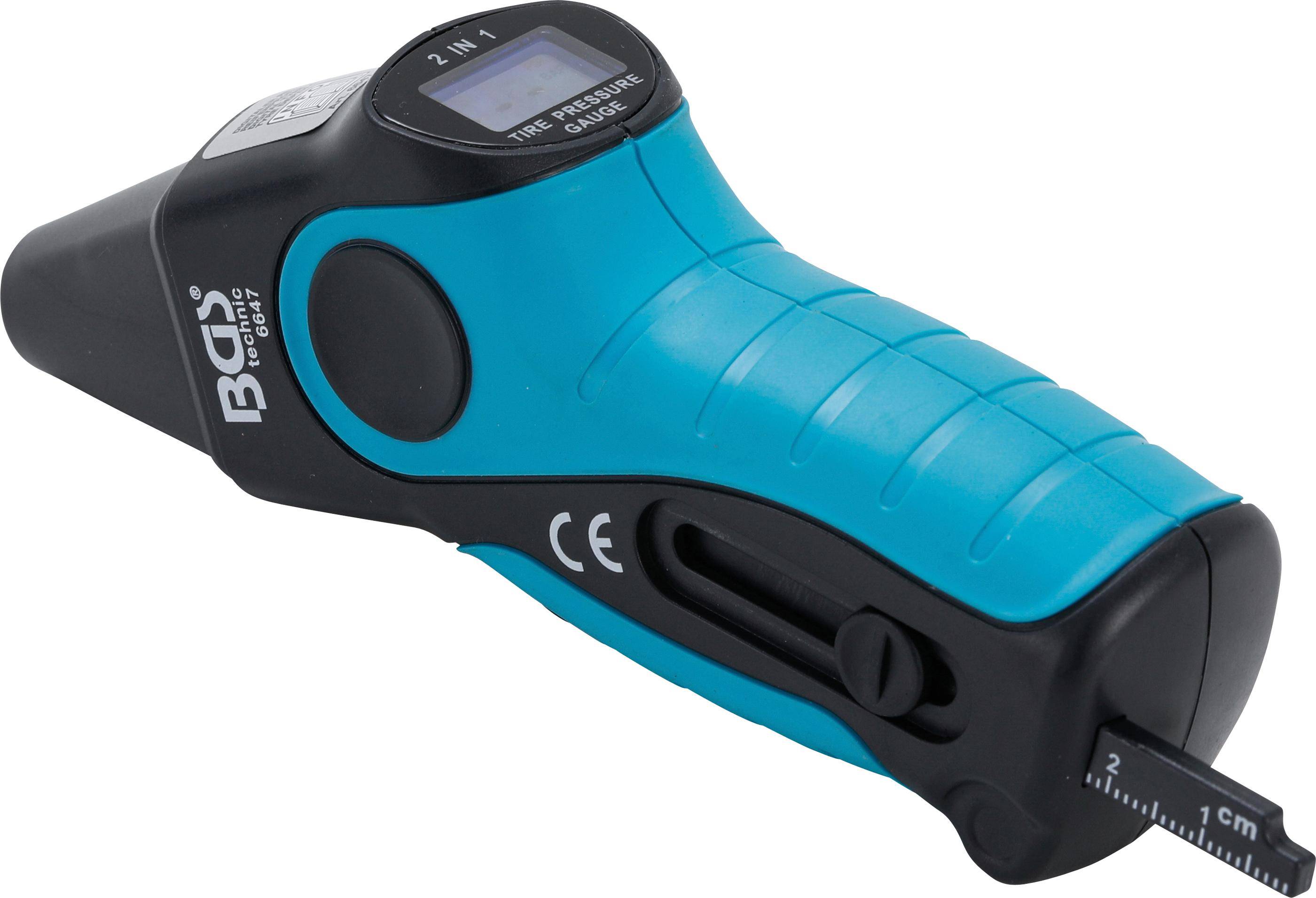 BGS Digitaler Reifendruckprfer & Reifenprofil-Messschieber | "2-IN-1"