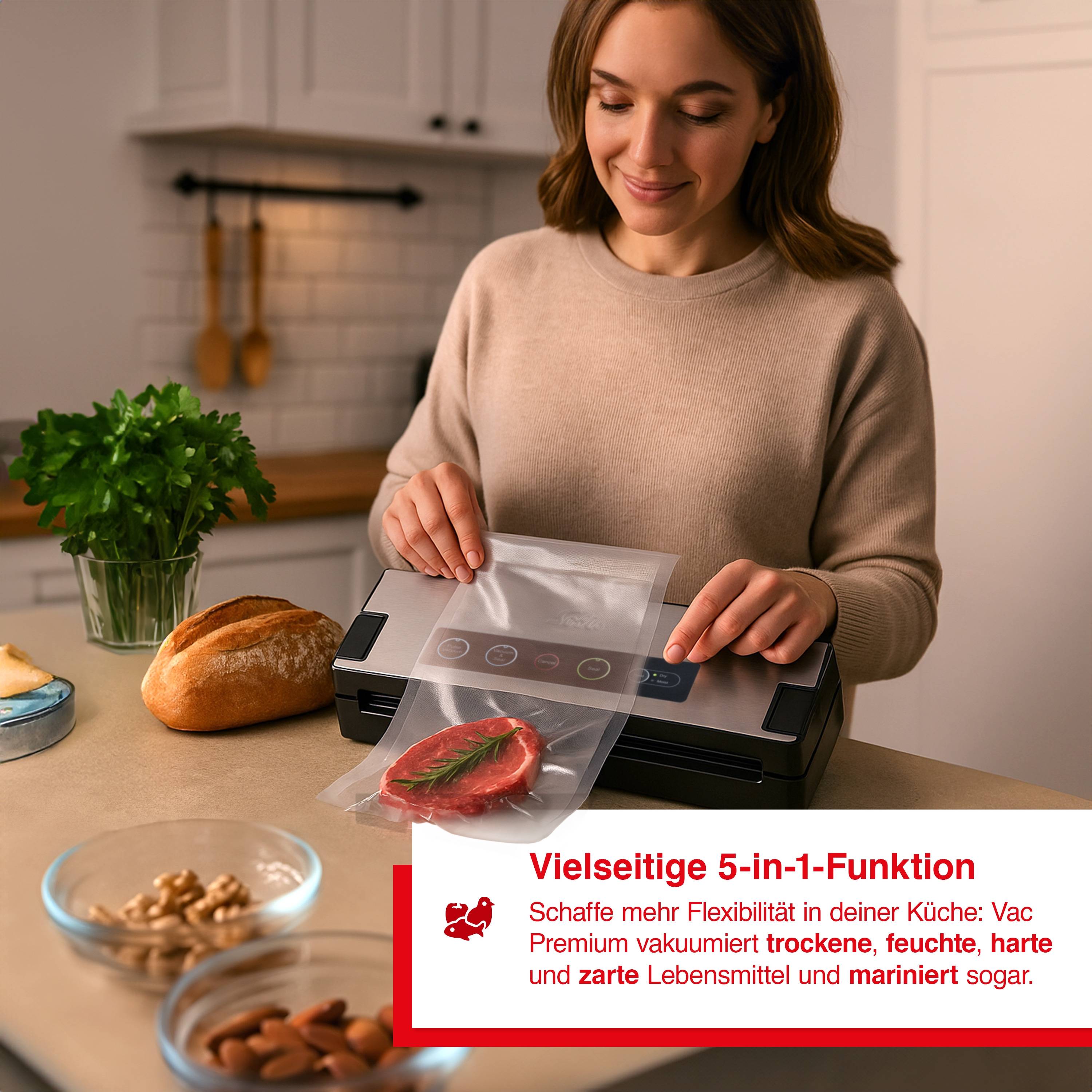 Solis Vakuumiergerät für 30cm Beutel 2,5mm Schweißnaht, Dauerbetrieb, Schlauch