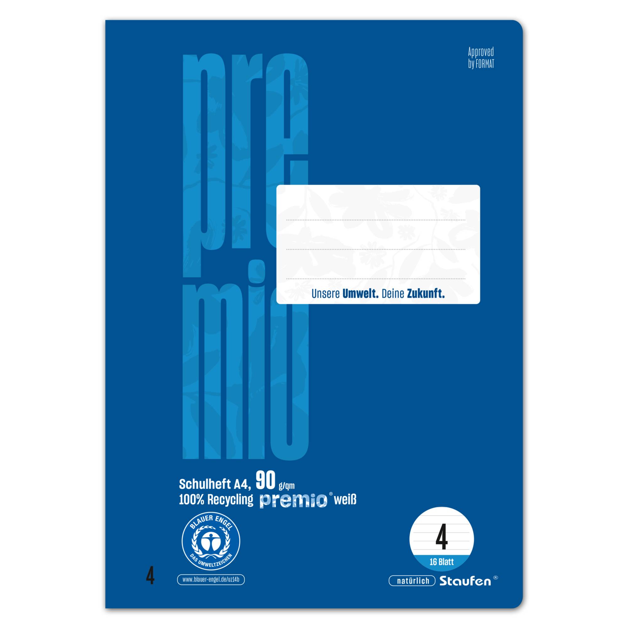 Staufen Schulheft Premio 040782004 A4 90g 16Bl Lin4 lin