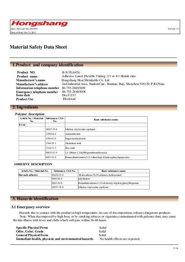Schrumpfschlauch H-5(3X)-F f.ID 40,00mm Schrumpfrate 40,0/13,0 L.1,22m schwarz