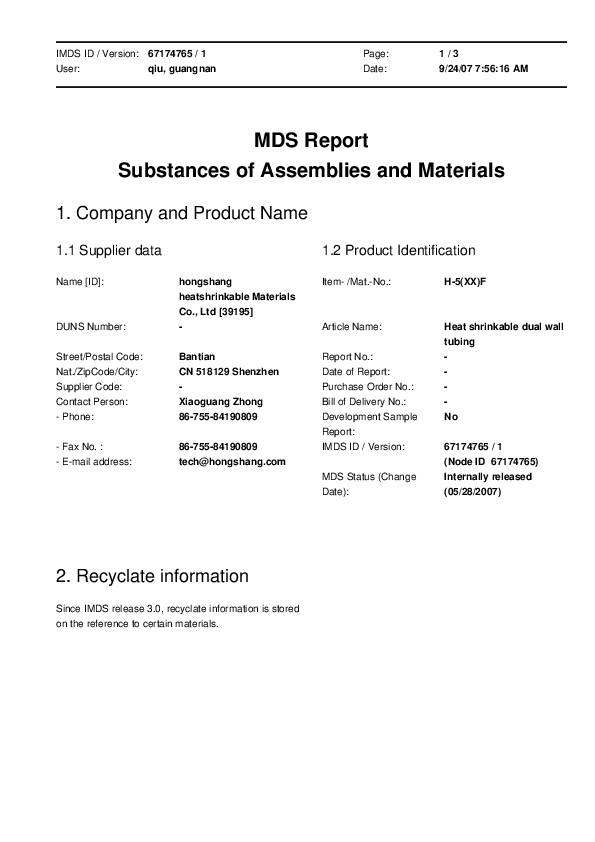 Schrumpfschlauch H-5(3X)-F f.ID 40,00mm Schrumpfrate 40,0/13,0 L.1,22m schwarz