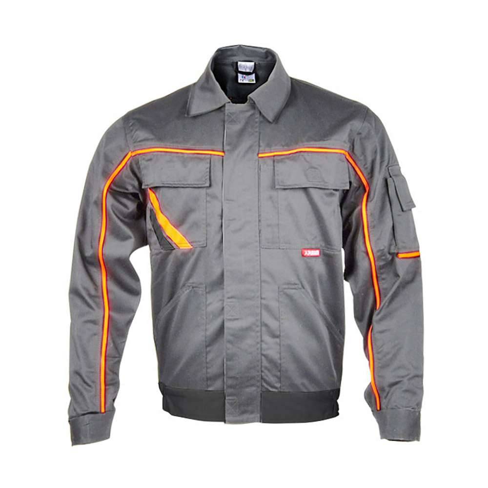 Bund-Jacke - Gr. 56 - zink/orange/schiefer - V2 - Applikationen warnorange/warngelb - "Visline"