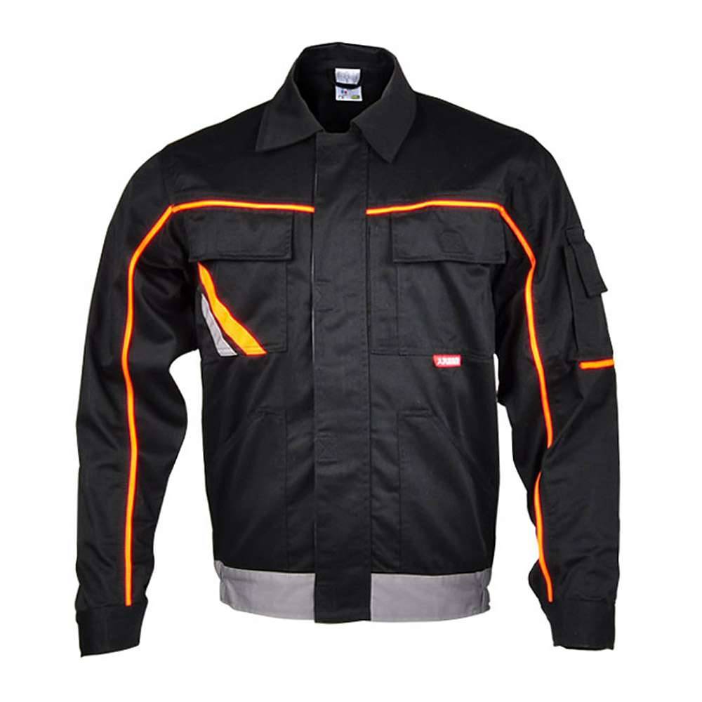 Bundjacke - Gr. 102 - schwarz/orange/zink - V2 - Applikationen warnorange/warngelb - "Visline"