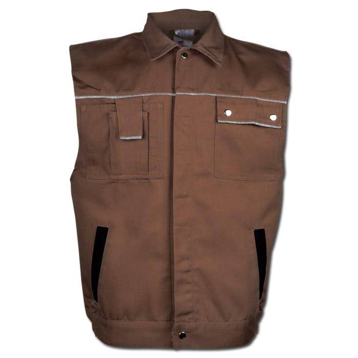 Arbeitsweste - Gr. M - braun/schwarz - 65% PES - 35% CO - ca. 320 g/m² - strapazierfähig - atmungsaktiv - schmutz- und wasserabweisend - "Canvas 320