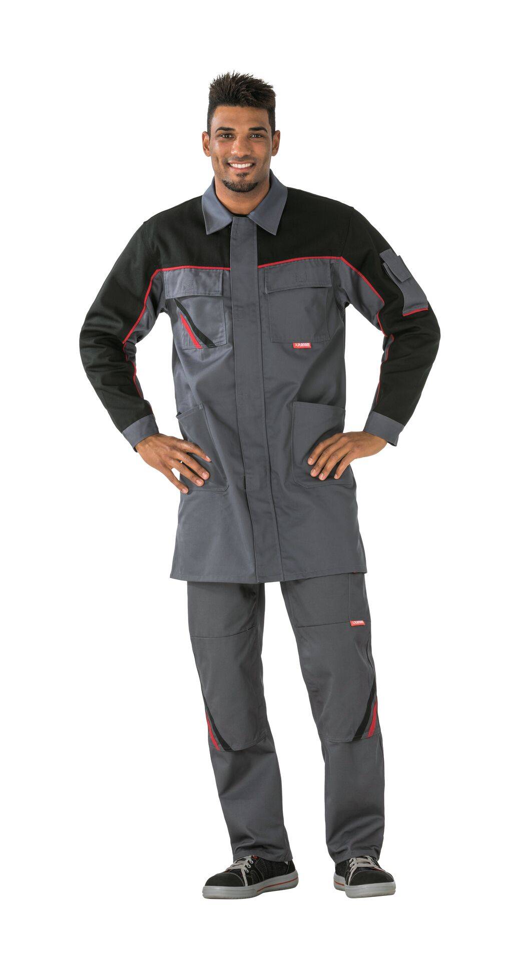 Highline Berufsmantel schiefer/schwarz/rot Größe 54