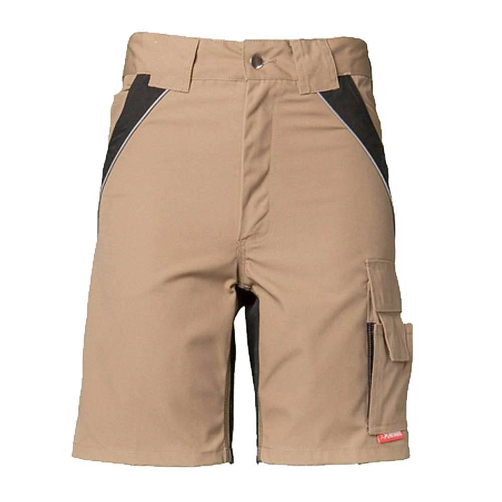 Arbeits-Shorts - Gr. XS - sand/schwarz - 65 % Polyester/ 35 % Baumwolle - "Plaline" - Reflexbiesen 3MTM - atmungsaktiv
