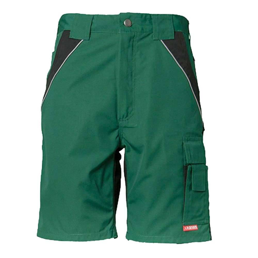 Arbeits-Shorts - Gr. XS - grün/schwarz - 65 % Polyester/ 35 % Baumwolle - "Plaline" - Reflexbiesen 3MTM - atmungsaktiv