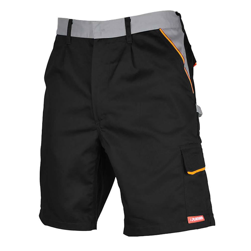 Shorts - Gr. XS - schwarz/orange - 65% PES - 35% CO - strapazierfähig - ideal für wärmere Jahreszeiten - "Visline"