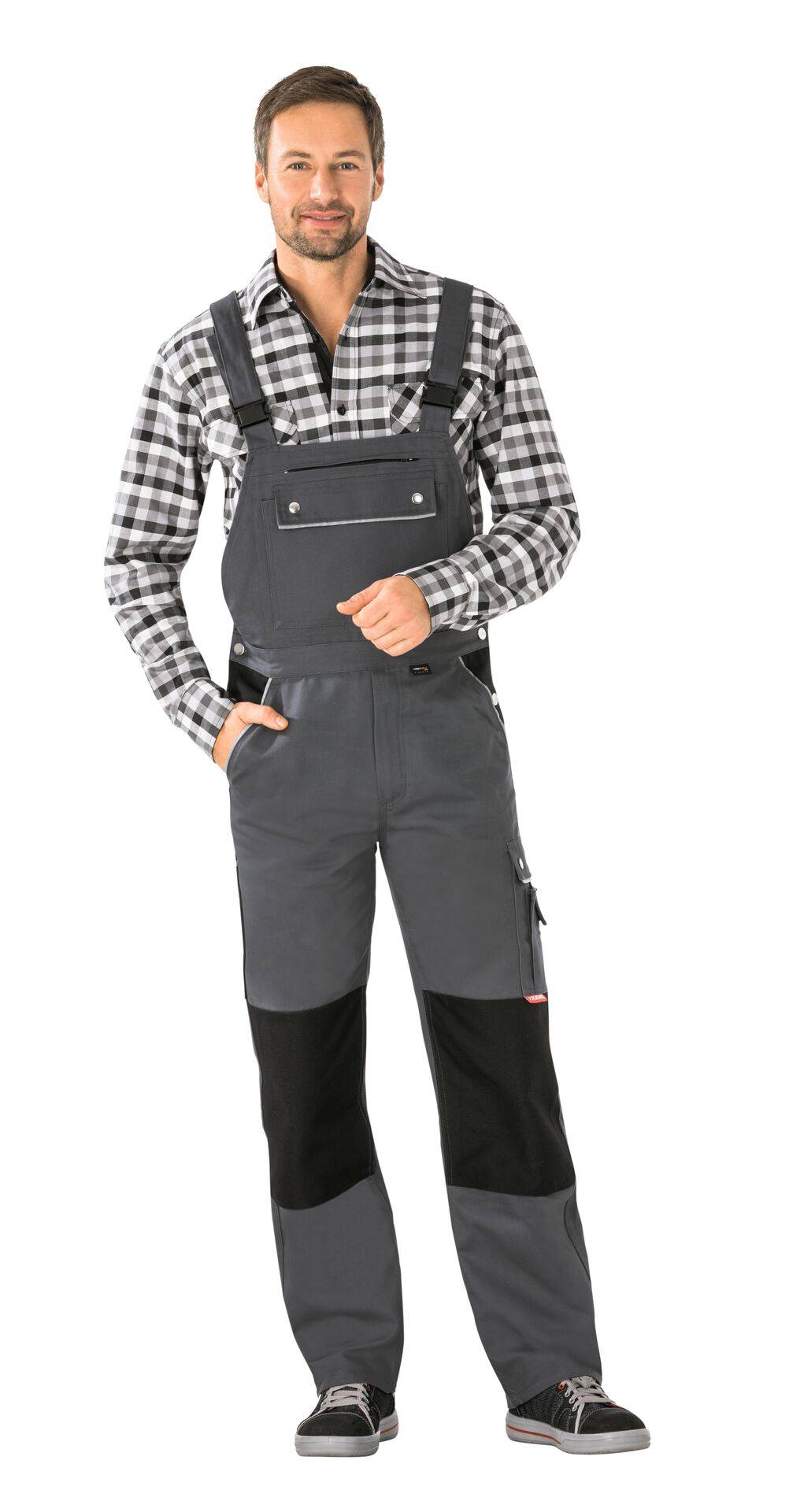 Canvas 320 Latzhose grau/schwarz Größe 62