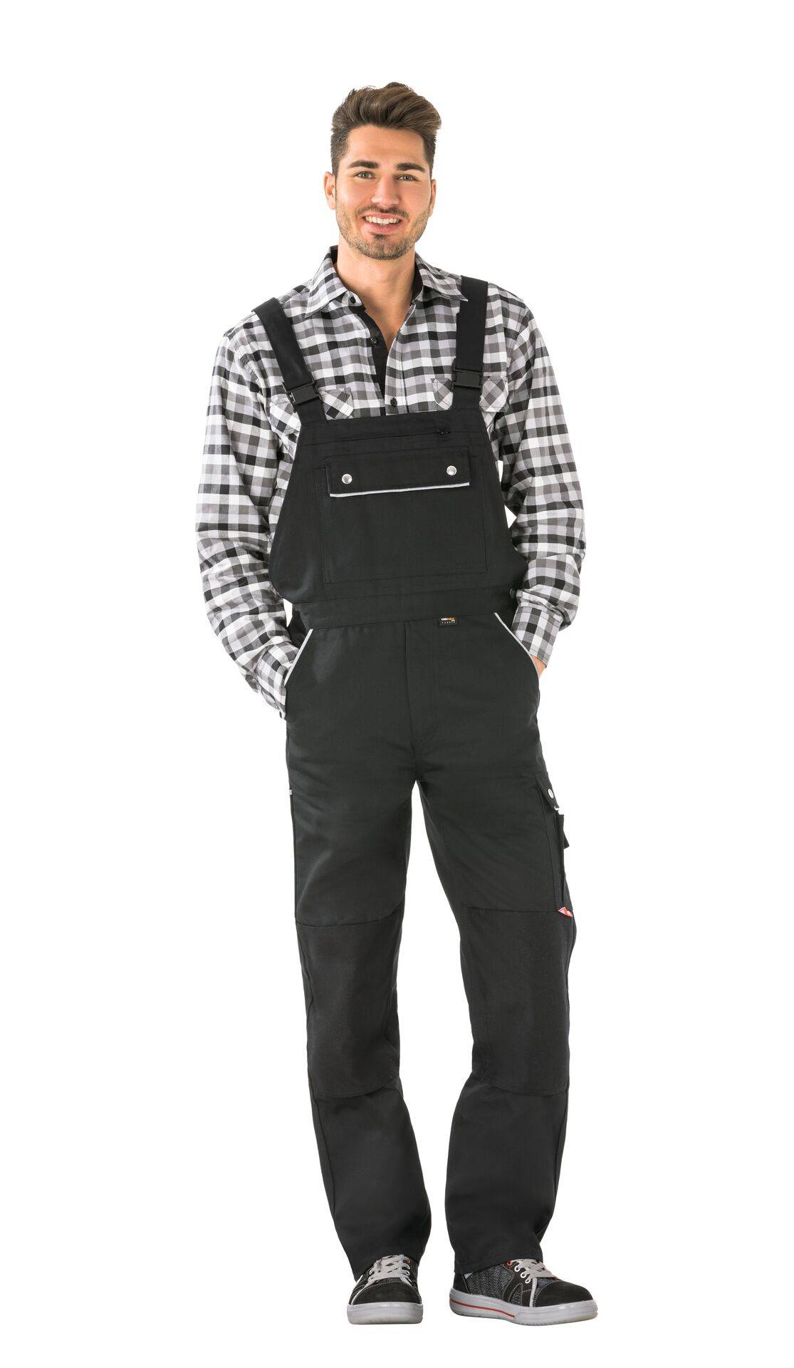 Canvas 320 Latzhose schwarz/schwarz Größe 64