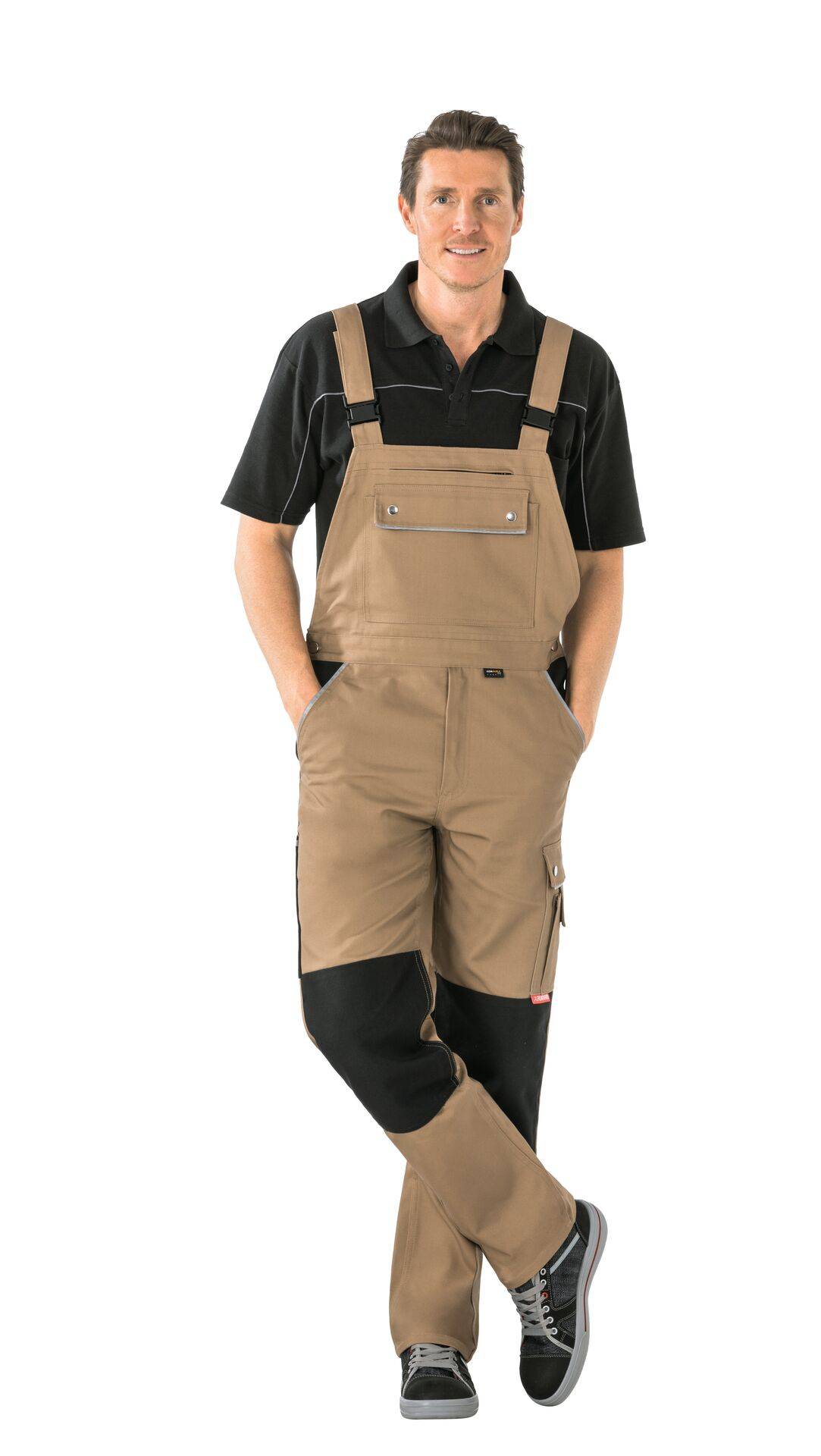Canvas 320 Latzhose khaki/schwarz Größe 24