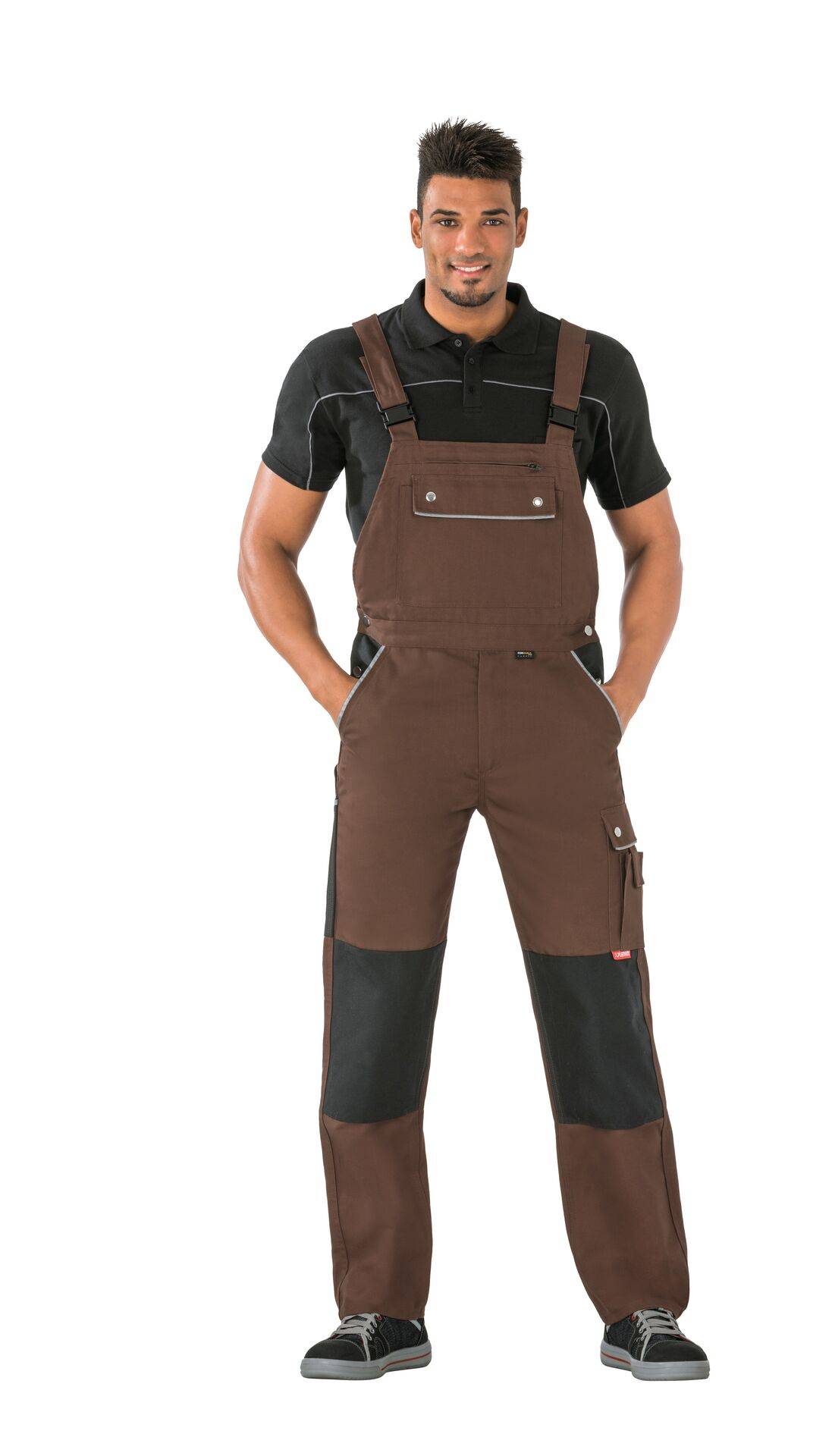 Canvas 320 Latzhose braun/schwarz Größe 28