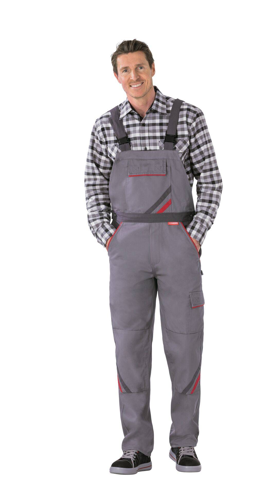 Highline Latzhose zink/schiefer/rot Größe 50