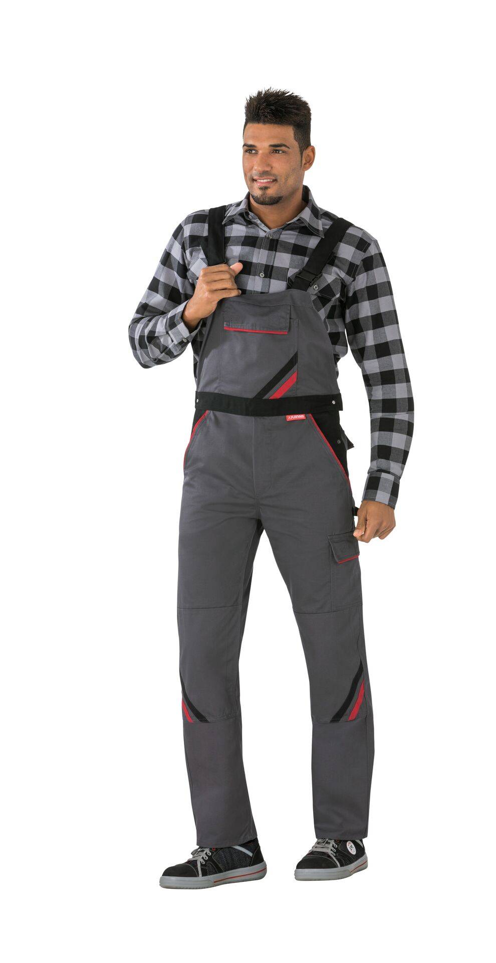 Highline Latzhose schiefer/schwarz/rot Größe 59