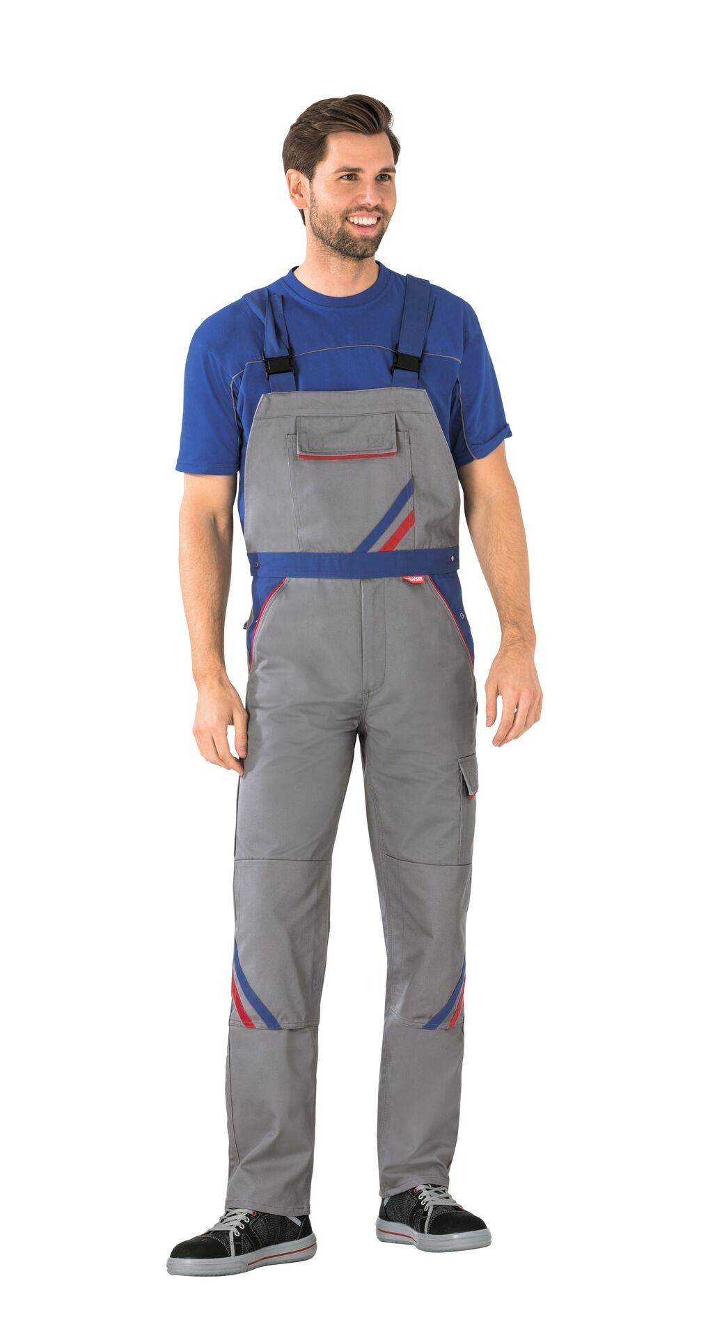 Highline Latzhose zink/kornblau/rot Größe 48