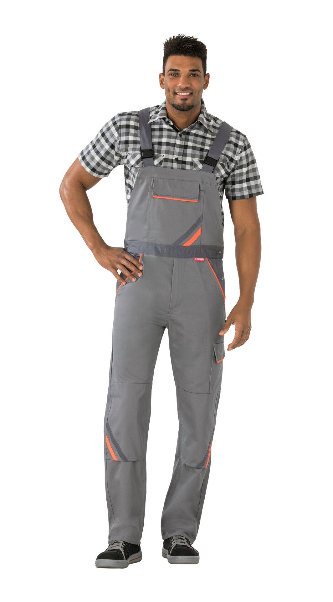 Visline Latzhose zink/orange/schiefer Größe 48