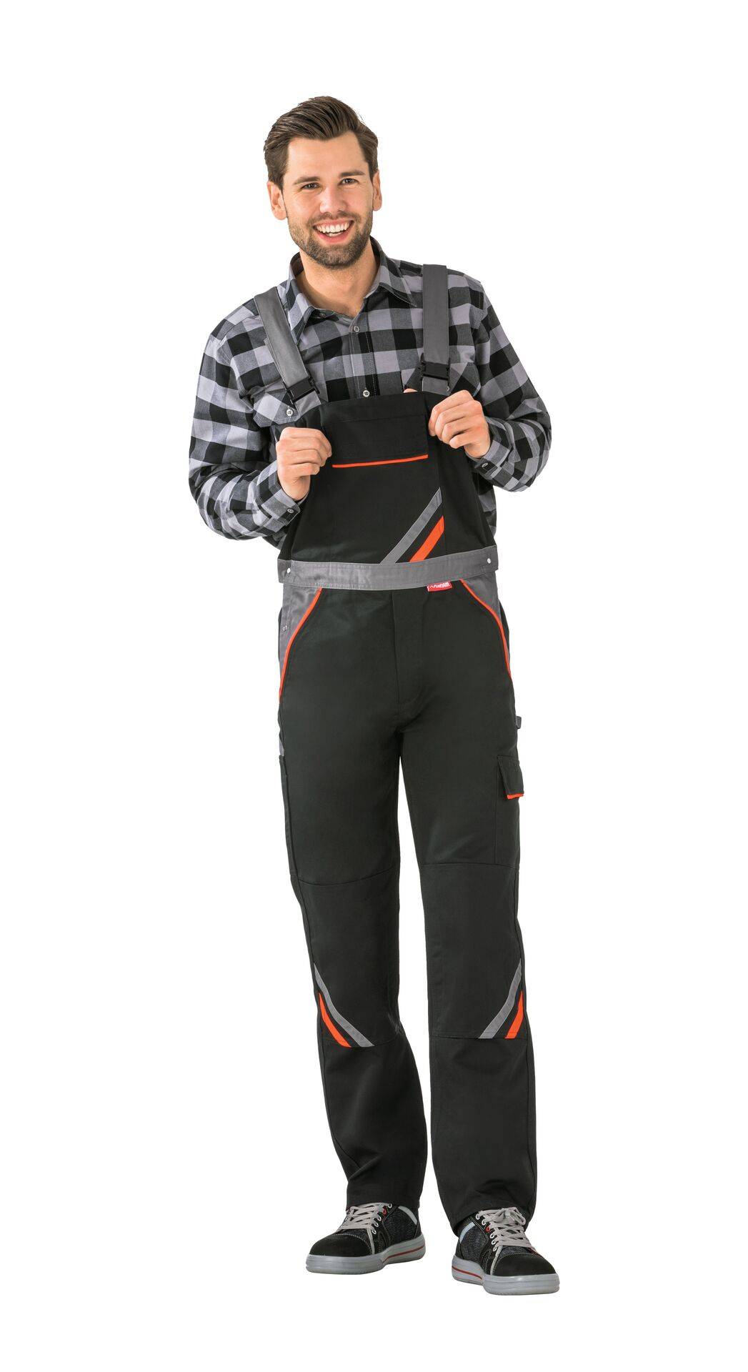 Visline Latzhose schwarz/orange/zink Größe 68