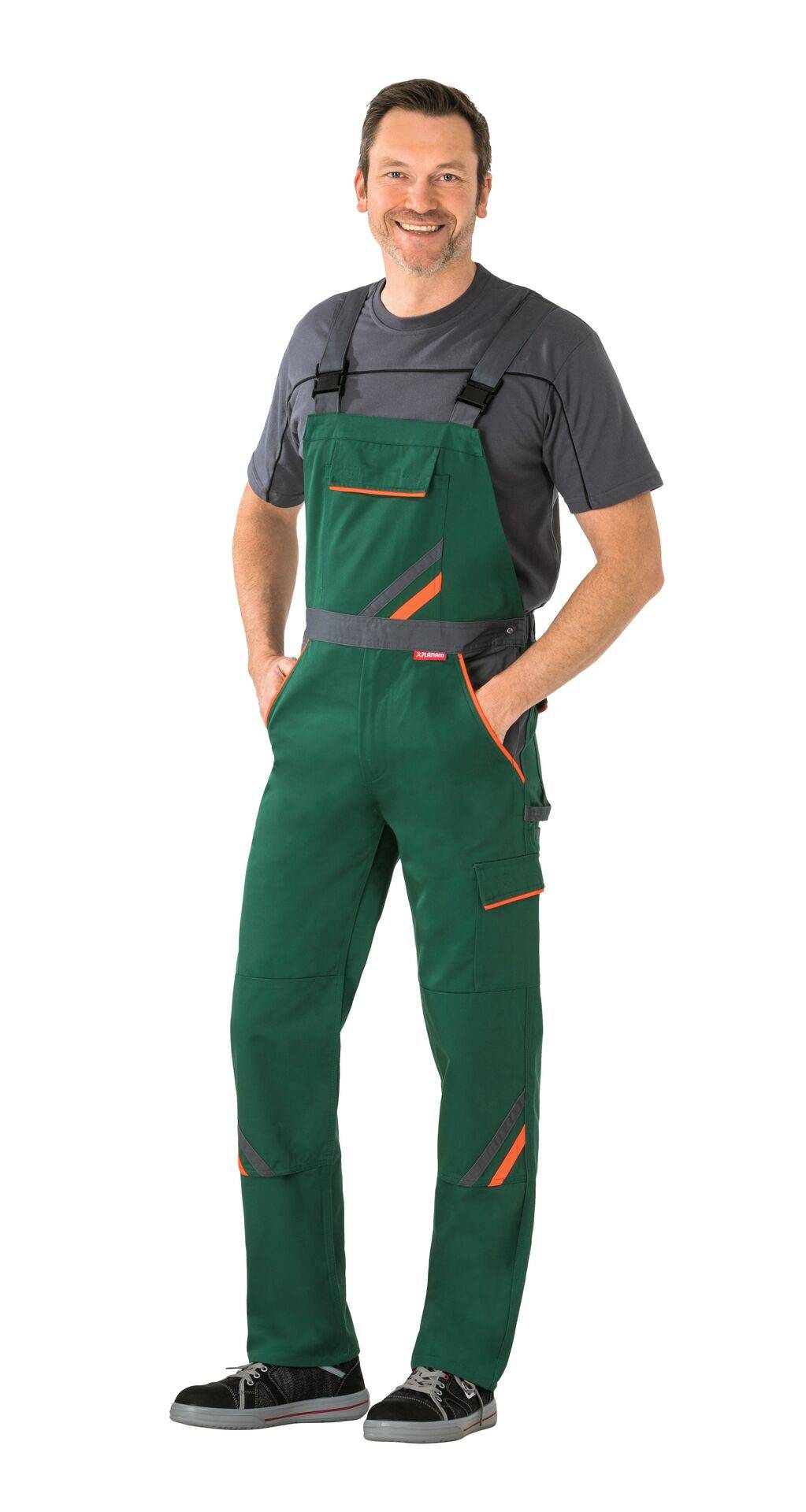 Visline Latzhose grün/orange/schiefer Größe 98