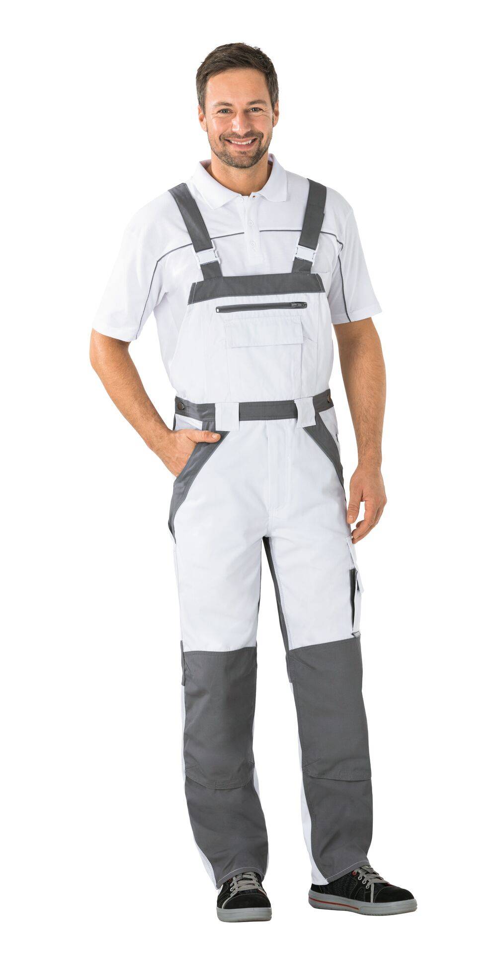 Plaline Latzhose reinweiß/zink Größe 26