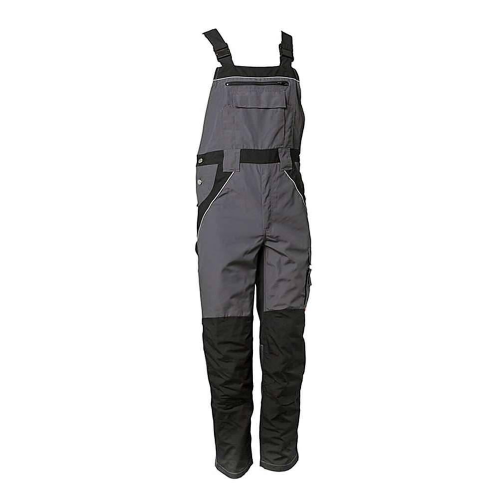 Latzhose - Größe 48 - schiefer/schwarz - 65 %PES - 35 % CO - Canvas-Bindung 280 g/m² - atmungsaktiv, besonders strapazierfähig - "Plaline"