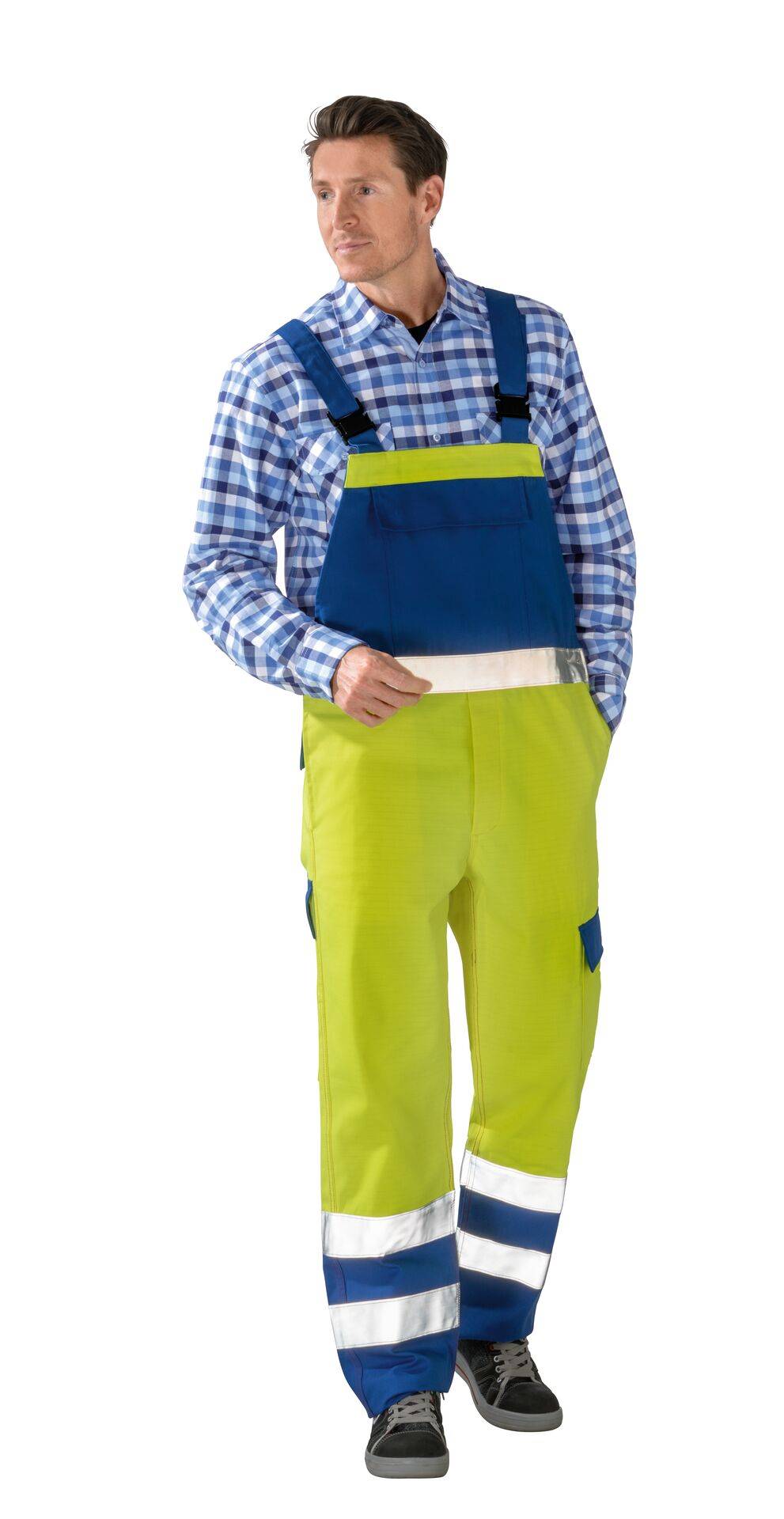 Major Protect Warnschutz Warn Latzhose warngelb/kornblau Größe 42