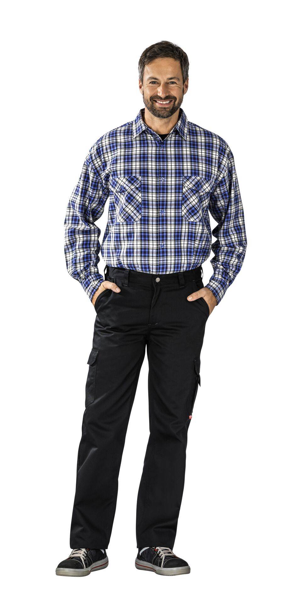 Hemden Flanellhemd 2001 1/1 Arm blau kariert Größe 41/42